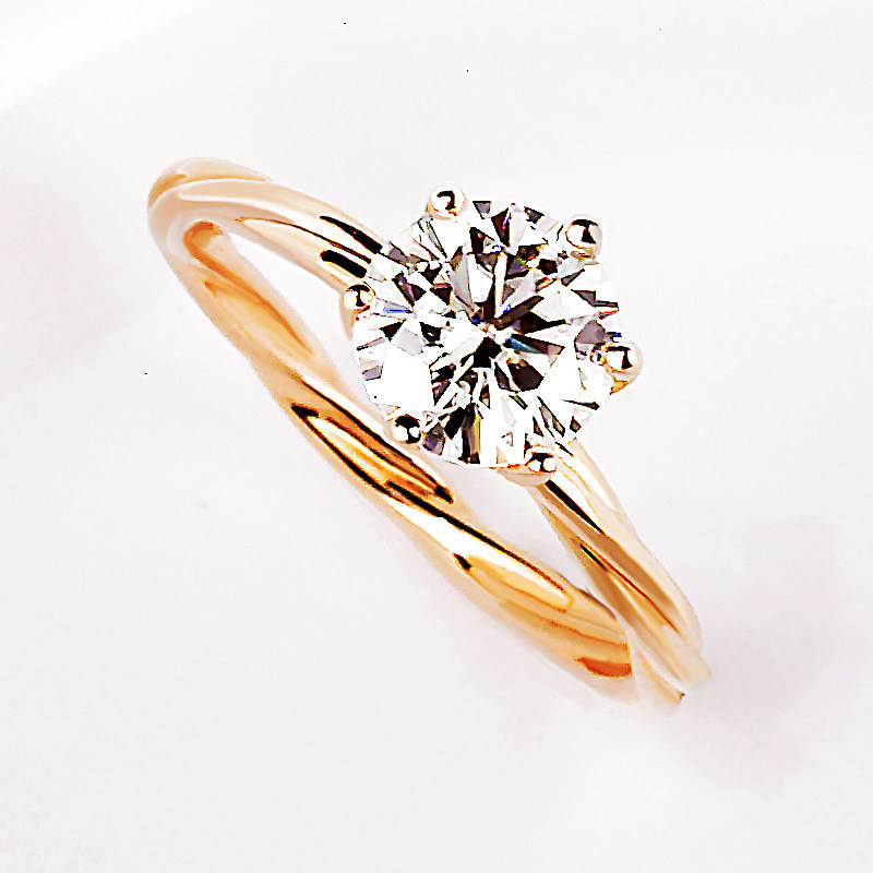 Vine 18K rose gold diamond ring IGI diamond twist for women