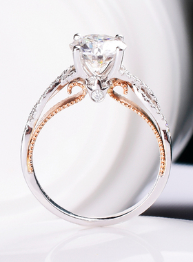 18K金钻戒气质奢华宫廷交叉双色