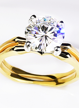 竹节培育钻石戒指18K金双臂个性