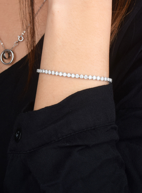 钻爱莫桑石手链18k6分四爪圆形