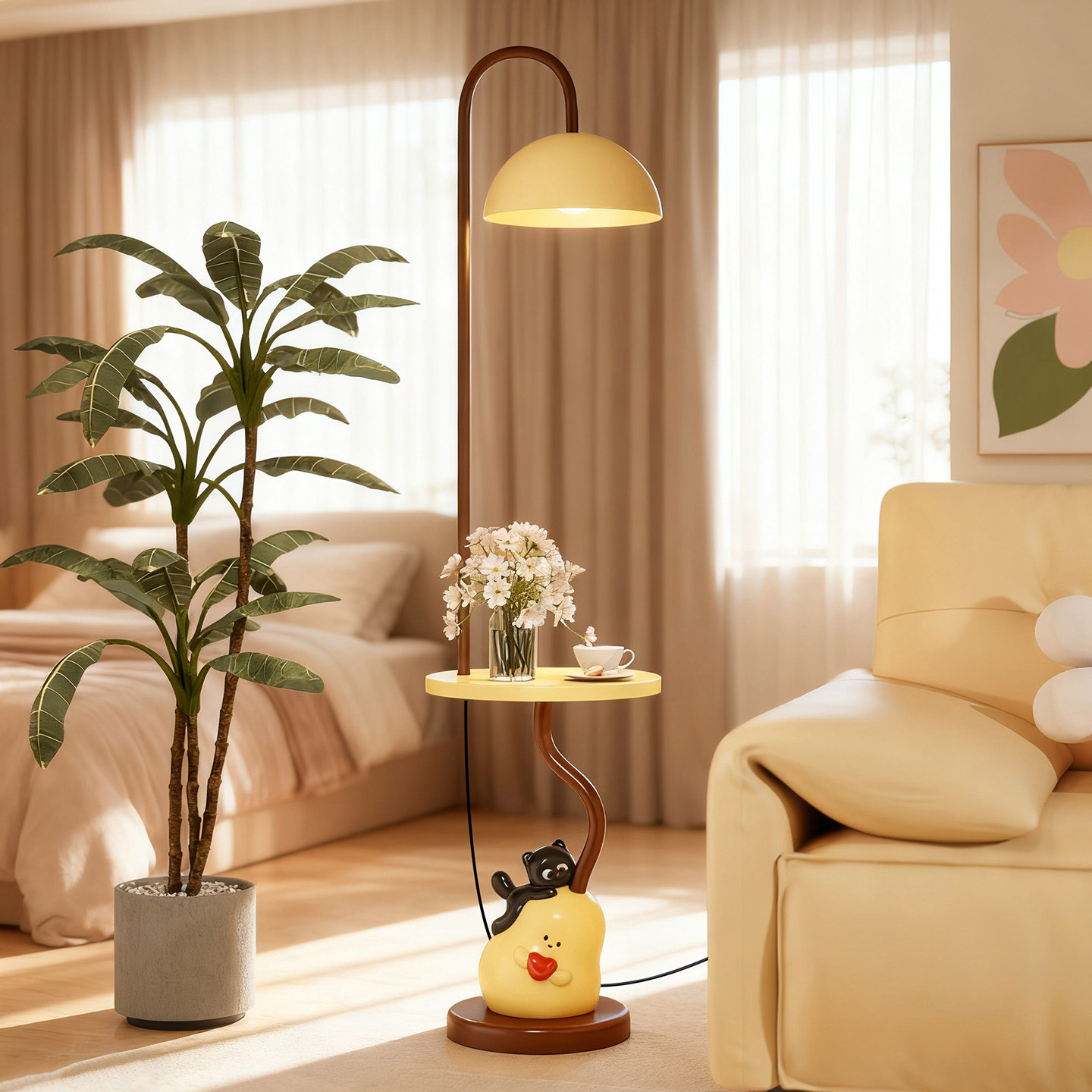 法式中古风落地灯托盘摆件客厅沙发旁氛围灯立式台灯创意猫梨边几,淘宝优惠券,粉丝福利购,淘宝优惠卷