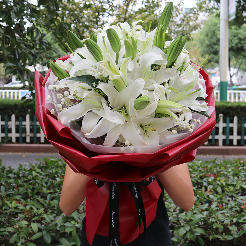 香水百合花束南昌鲜花速递同城粉白百合礼盒青云谱青山湖生日送花 - 图0