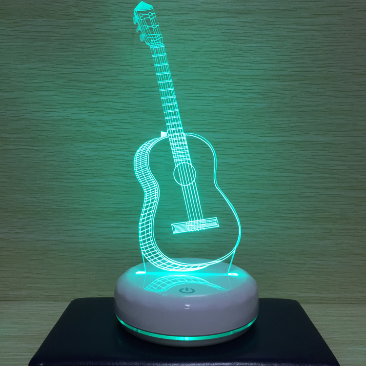 创意礼品夜光电吉他台灯USB小夜灯3d卧室LED床头灯情人节生日礼物 - 图2