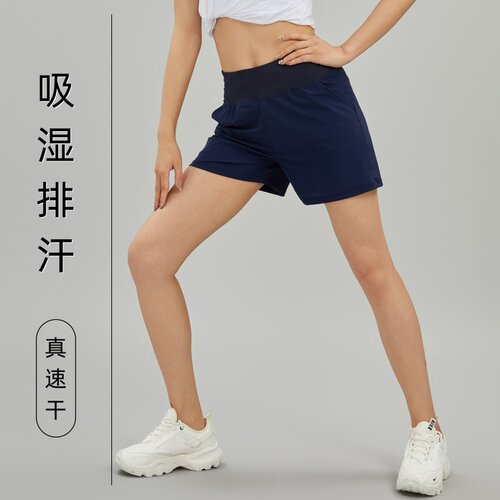 女运动短裤冰丝速干后腰口袋可放手机瑜伽健身休闲裤宽松跑步短裤 - 图2