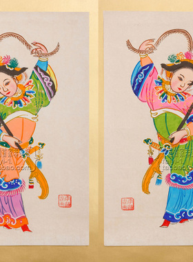 绵竹年画门神手绘古法木版出国