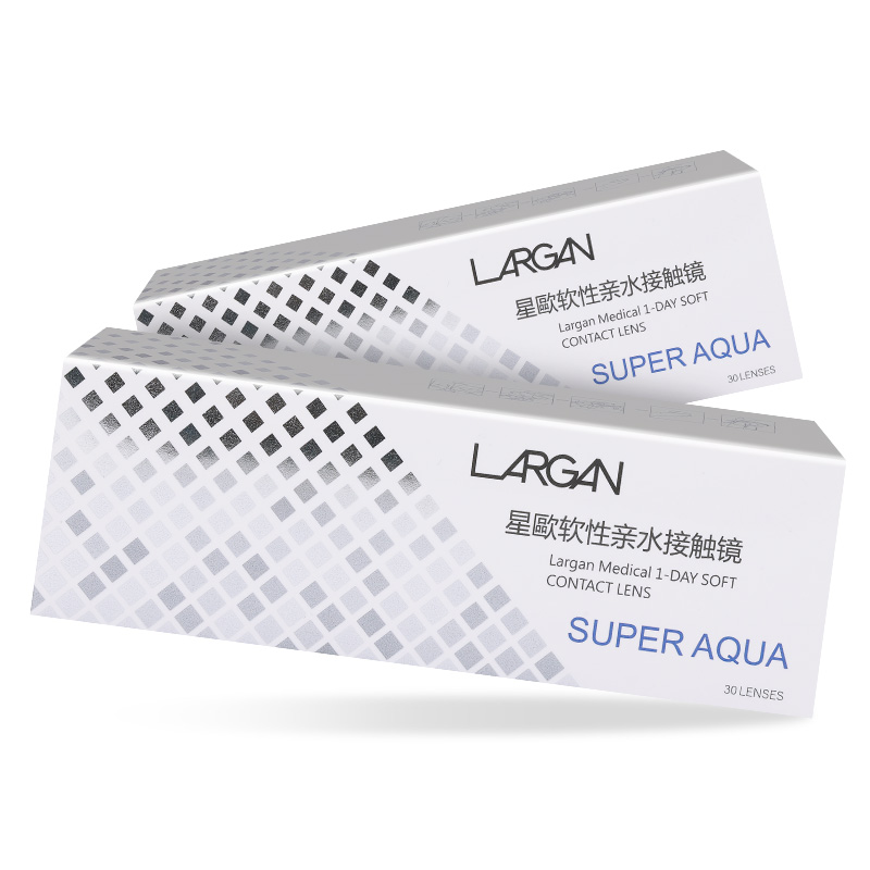 百秀大药房旗舰店台湾LARGAN星欧玻尿酸日抛近视隐形眼镜30片水凝胶透明蓝片盒装2
