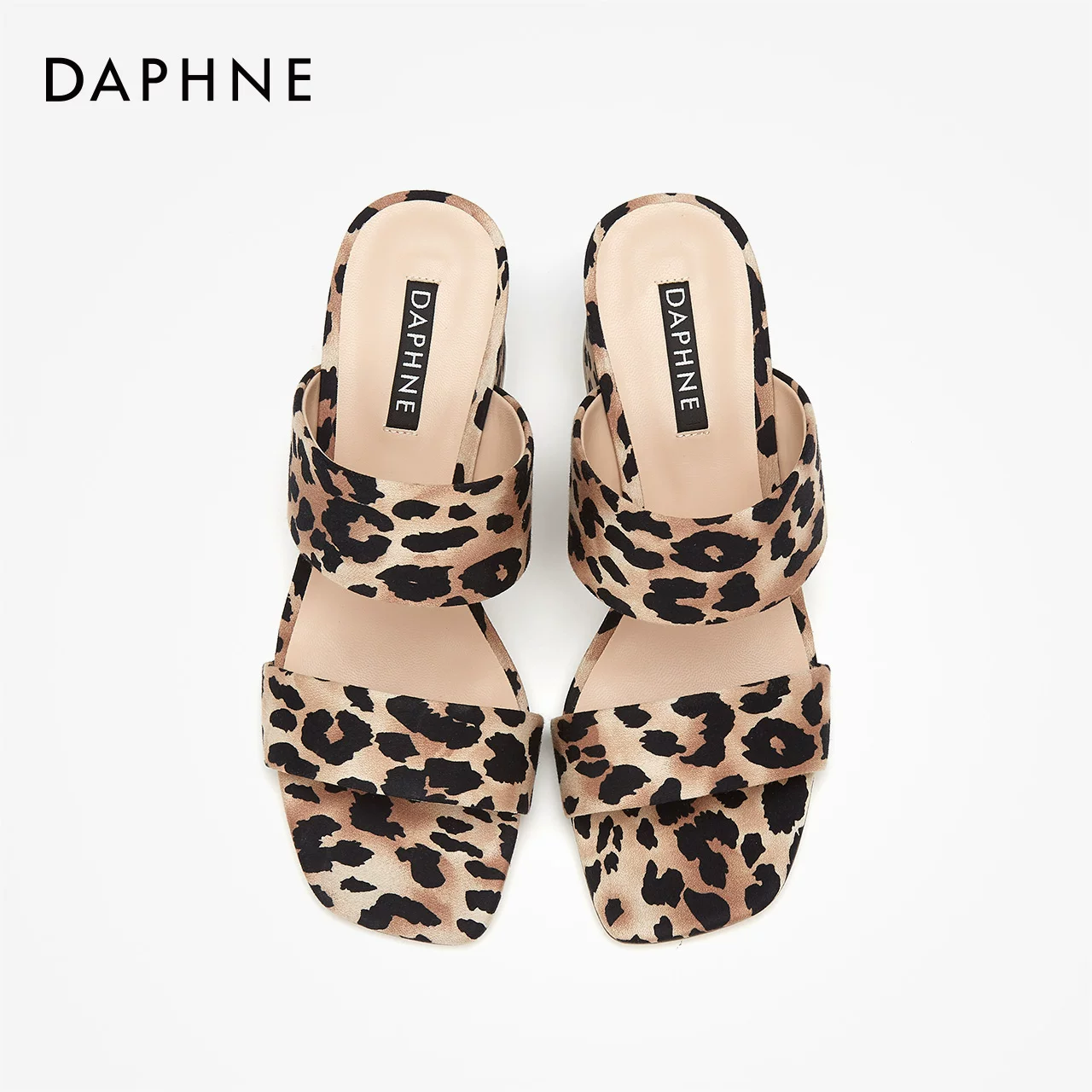 [Daphne/达芙妮时尚潮流野性豹纹粗跟女凉鞋1019303294]