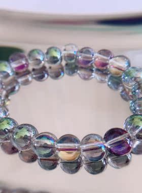 纯天然水晶手串清仓无烧无染色手链DIY月光石托帕紫水晶能量聚财