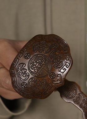 黄铜如意摆件实心黄铜吉祥家居客厅办公室摆设工艺品中式铜器礼品