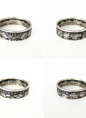 手工古董银币戒指个性情侣