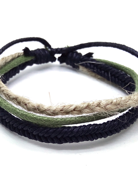 男女麻线蜡线编织原创手绳
