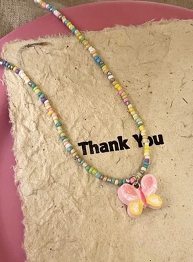 多巴胺撞色星星糖果色锁骨链