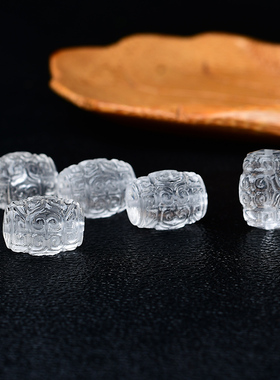 天然白水晶回纹桶珠散珠 DIY饰品隔珠手链配饰散珠半成品