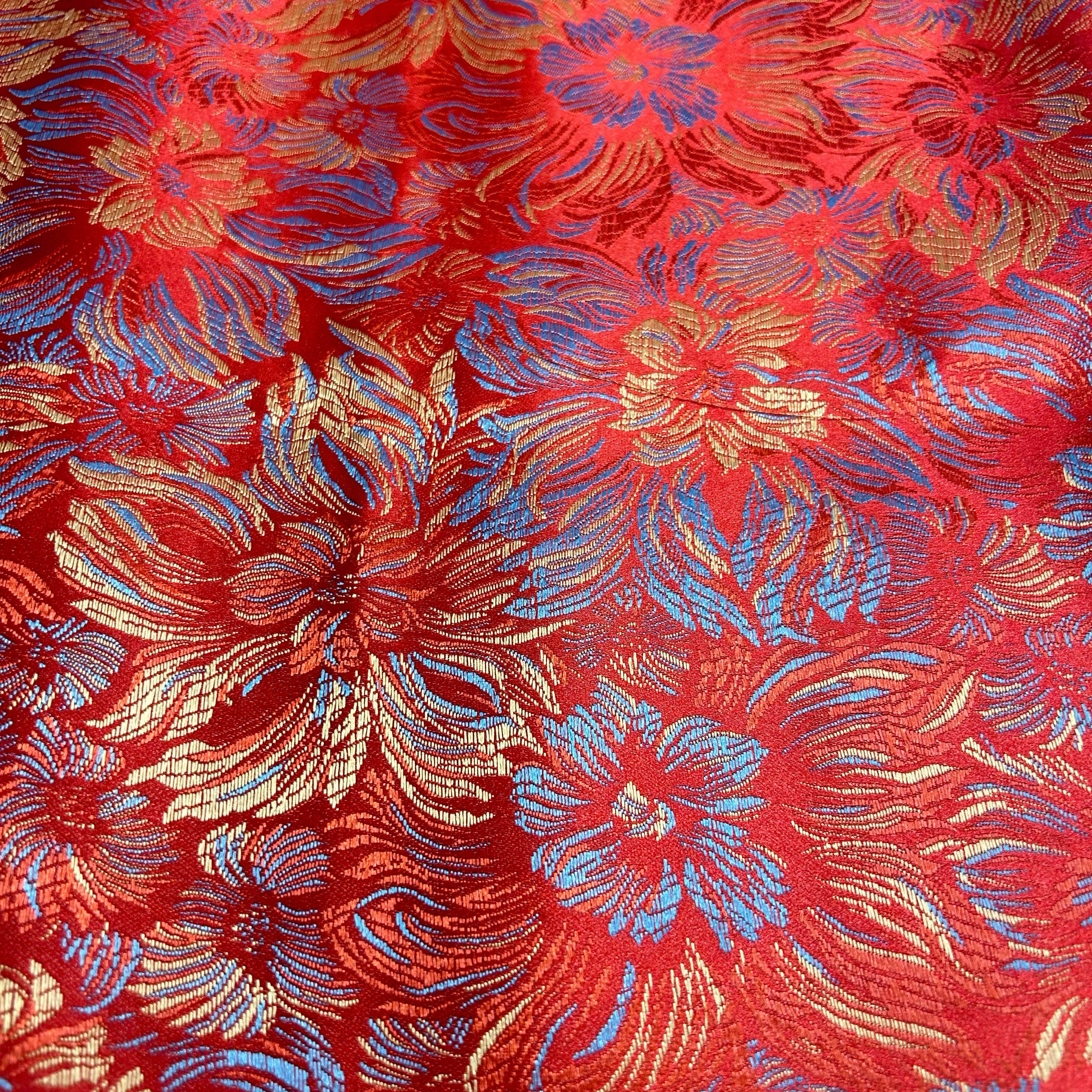 织锦缎旗袍童装蒙古袍民族服装面料装饰手工提花织锦缎丝绸布料 - 图2