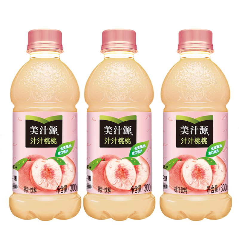 美汁源桃汁饮料300ml*6瓶混合装饮料整箱汁汁桃桃夏季饮品包邮 - 图2