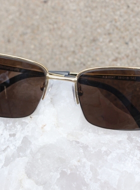 正品天然水晶眼镜 石头镜 太阳镜  K金金色框 附检测证书