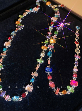 彩色镶钻甜美时尚高级项链