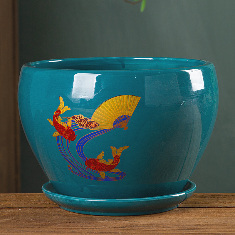 两个一组花盆陶瓷特价2026新款透气多肉花盆带托盘大号阳台客厅,淘宝优惠券,粉丝福利购,淘宝优惠卷