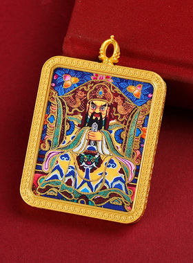 半手绘描金唐卡五爷描金各种款单面唐卡吊坠项链