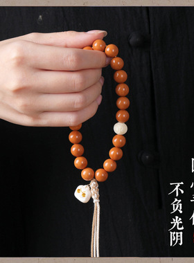 野生猴头手串圆珠光珠手持男士原皮原色核桃佛珠念珠文玩手链