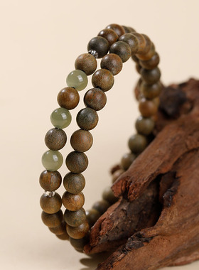 菲同款檀木手串佛珠念珠文玩叠戴手链女情绪稳定手链盘玩双圈手串