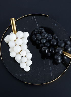 中式现代简约样板房大理石葡萄软装摆件客厅茶几轻奢创意装饰摆设
