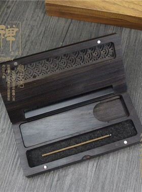 黑檀木鲍鱼贝香炉随身盒整料木质熏香古风香薰炉便携盒短香插批发