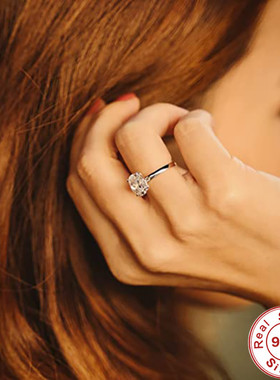 新款S925纯银奢华高级感克拉钻戒子首饰网红超闪镶钻订婚求婚戒指