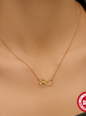 欧美时尚简易s925纯银爱心猫爪双