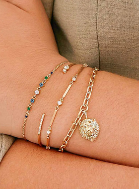 S925纯银圆形彩钻手链穿搭配饰跨境热销INS法式风镶钻气质手链女