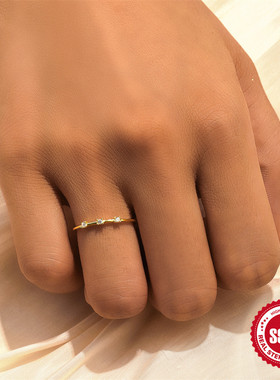 S925爱心镂空蕾丝闪锆纯银戒指女跨境复古简约叠戴微镶食指戒