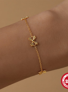 时尚s925纯银镂空蝴蝶结独特不撞款简约高级百搭手链手串