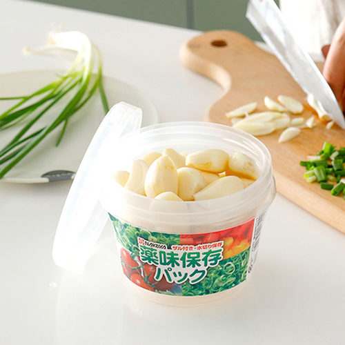 日本进口葱花保鲜盒姜片大蒜冰箱水果收纳厨房密封圆形双层沥水盒 - 图0