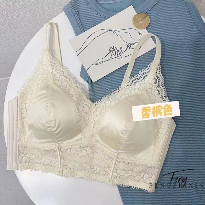 枫之欣923夏法式蕾丝缎面美背文胸侧收副乳聚拢无钢圈内衣女薄款 - 图3