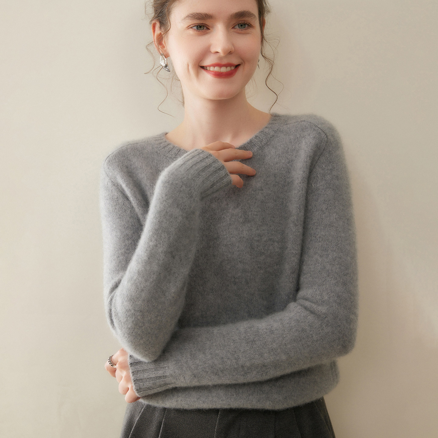 30%~含量山羊绒衫女马鞍肩圆领加厚宽松针织打底衫毛衣纯色上衣,淘宝优惠券,粉丝福利购,淘宝优惠卷