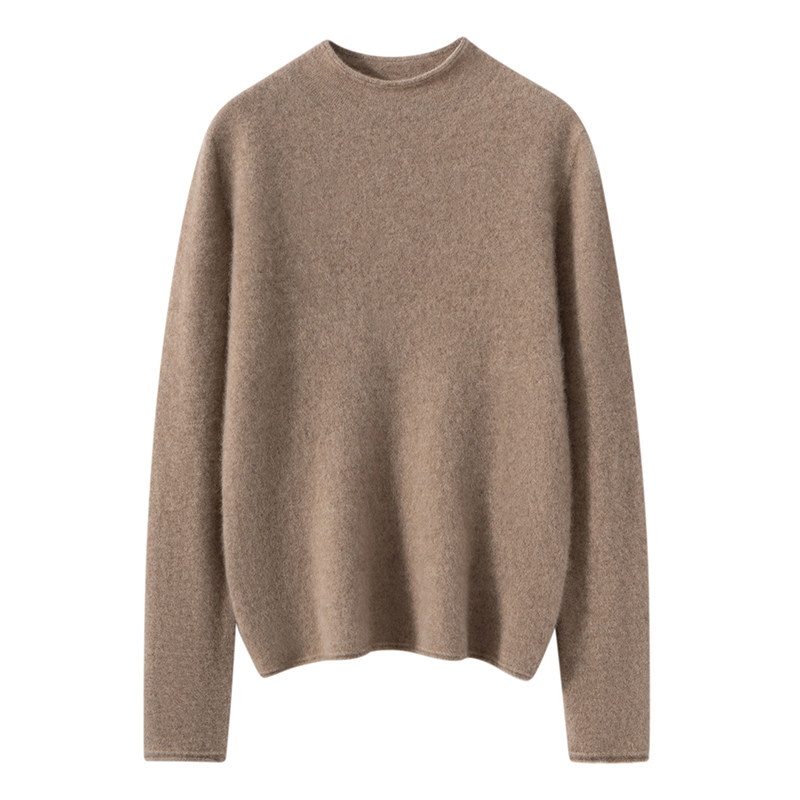 康赛妮~新款纯山羊绒衫女卷边半高领纯色宽松针织打底衫毛衣内搭,淘宝优惠券,粉丝福利购,淘宝优惠卷