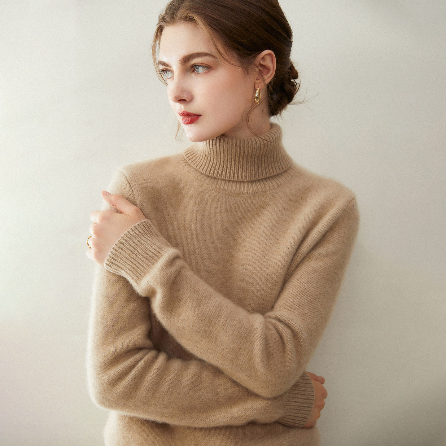 康赛妮~七针双股正肩秋冬纯山羊绒衫女高翻领针织打底衫毛衣内搭,淘宝优惠券,粉丝福利购,淘宝优惠卷