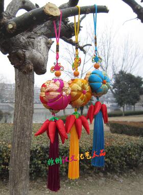 中国徐州特色香包/中草药香包/柿子辣椒香包/玫红/黄色/蓝色/刺绣