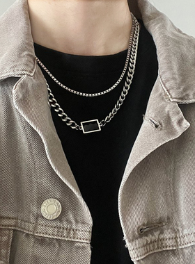 钛钢古巴女生不掉色项链锁骨链