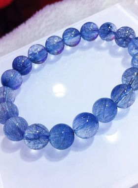 男女蓝发晶手链天然水晶手串保真