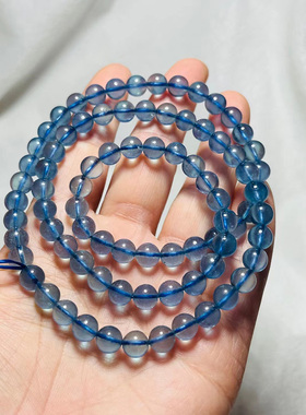 海蓝宝手链三圈老矿天然水晶宝石