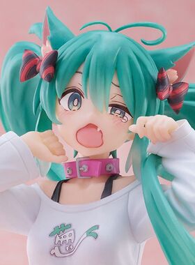 批发代发猫耳初音手办短袖睡衣初音手办景品模型动漫美少女桌摆件