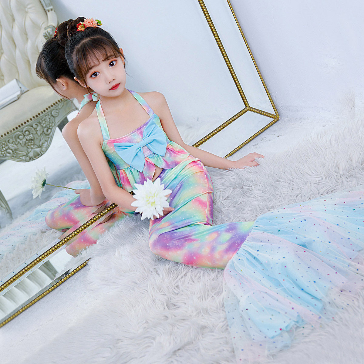 女童美人鱼连衣裙 儿童cosplay表演服舞台演出服服装衣服人鱼裙子