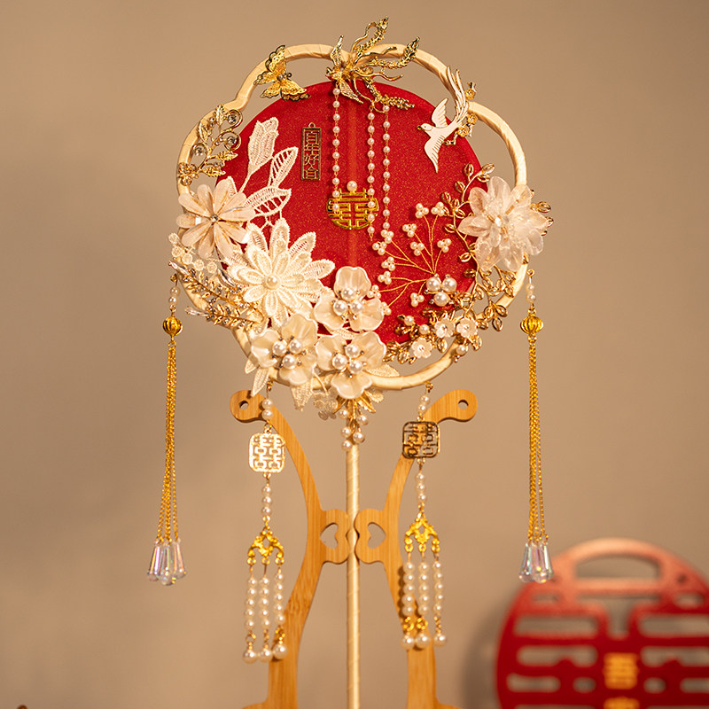 中式团扇秀禾服新娘结婚礼出嫁手工喜扇古风成品扇diy材料包扇子,淘宝优惠券,粉丝福利购,淘宝优惠卷