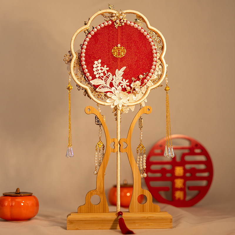 中式团扇秀禾服新娘结婚礼出嫁手工喜扇古风成品扇diy材料包扇子,淘宝优惠券,粉丝福利购,淘宝优惠卷