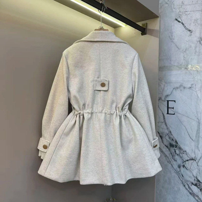 秋季新款西装领抽绳收腰毛呢加棉保暖外套大码女装胖mm高级感上衣,淘宝优惠券,粉丝福利购,淘宝优惠卷