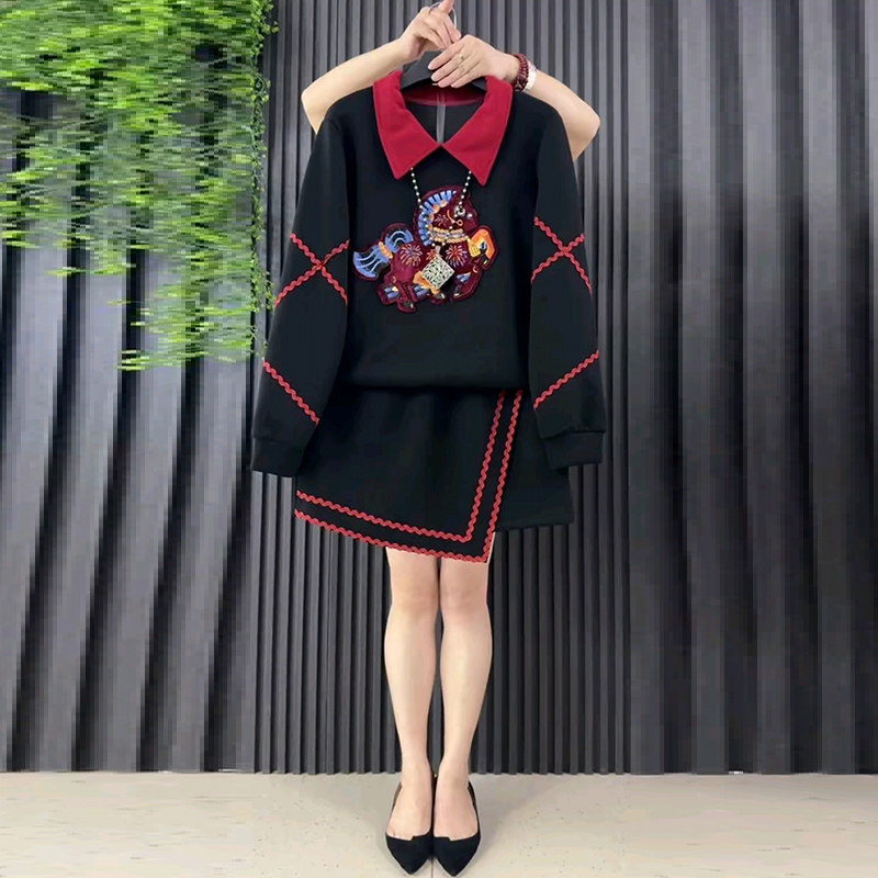 2026春季新款卡通小马卫衣松紧腰短裙两件套简约大码女装上衣半裙,淘宝优惠券,粉丝福利购,淘宝优惠卷