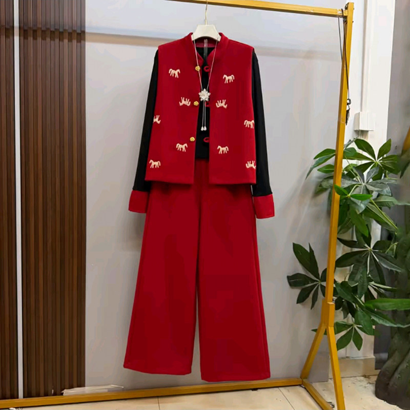 胖妹妹春季新款大码女装时尚洋气高级减龄马甲打底裤子显瘦三件套,淘宝优惠券,粉丝福利购,淘宝优惠卷