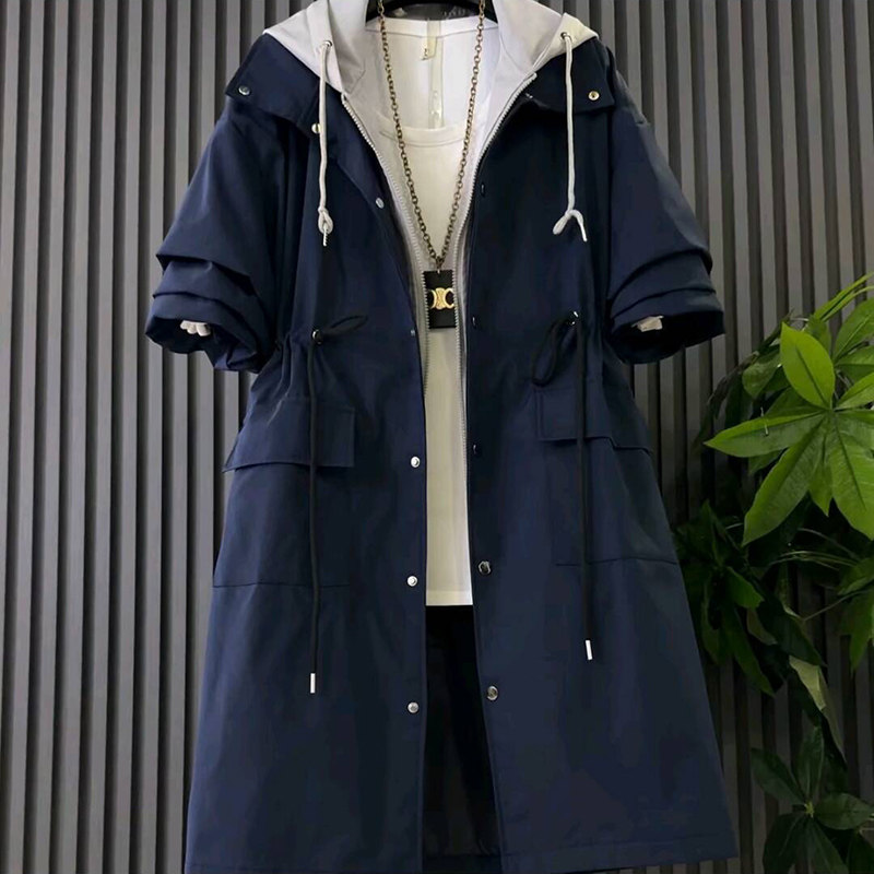 大码女装韩版时尚中长款风衣连帽外套2025秋季新款胖mm宽松上衣潮,淘宝优惠券,粉丝福利购,淘宝优惠卷