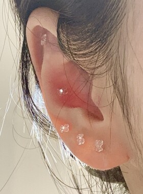 树脂多巴胺日韩彩色男女小熊耳钉
